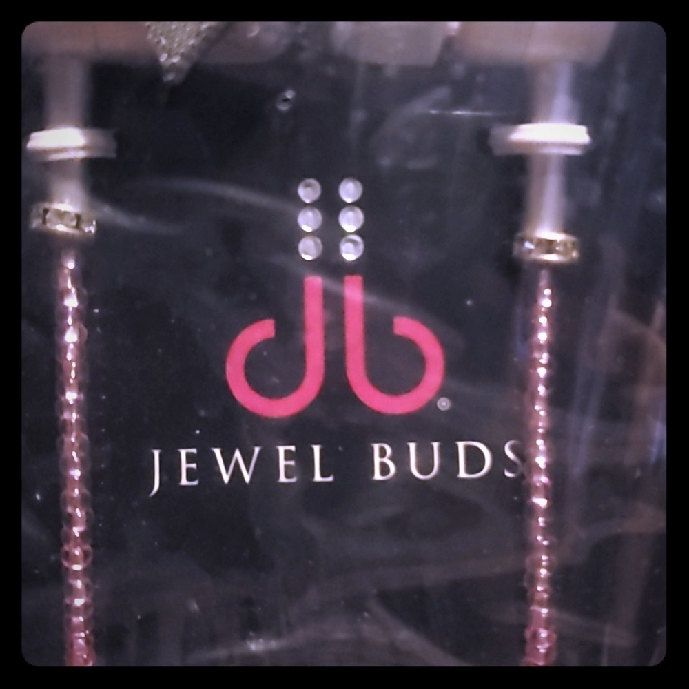 JEWEL BUDS NECKLACE EARBUDS HEADPHONE PINK BEADED